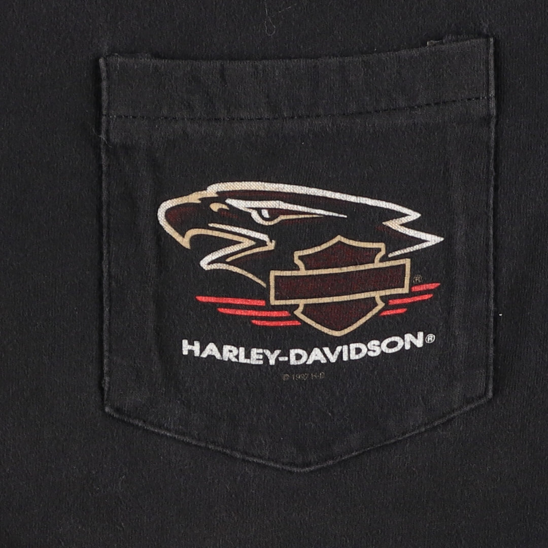 90'S Harley Davidson Eagle Pattern Motorcycle Bike T-shirt Made in USA Men's L size Vintage /eaa437198