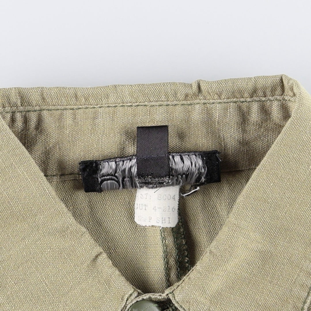 90'S Gene Ewing BIS Long-Sleeve Linen Box Shirt, Made in USA, Women's Size M (Equivalent), Vintage linen Khaki type Vintage Second Hand