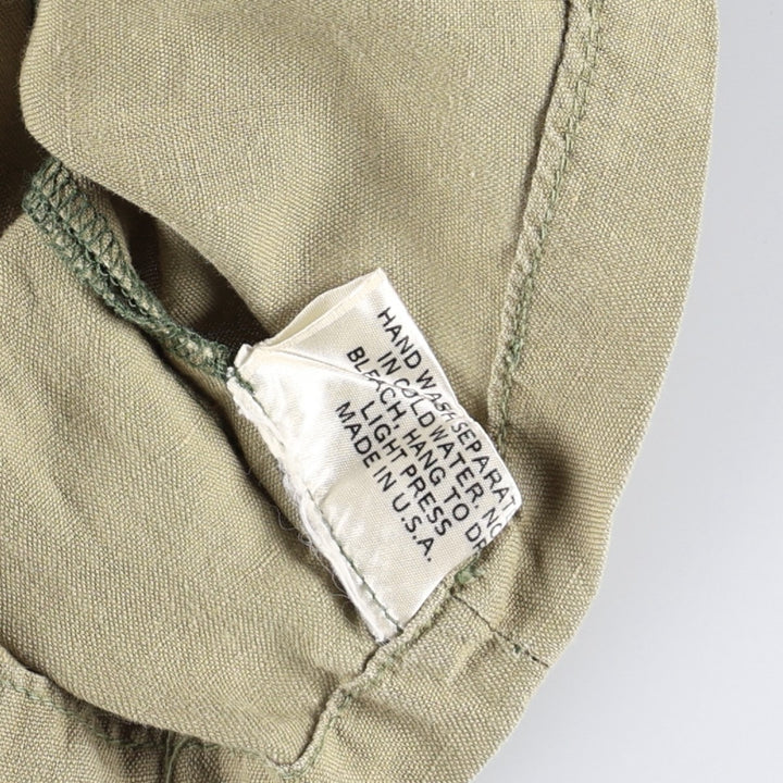 90'S Gene Ewing BIS Long-Sleeve Linen Box Shirt, Made in USA, Women's Size M (Equivalent), Vintage linen Khaki type Vintage Second Hand