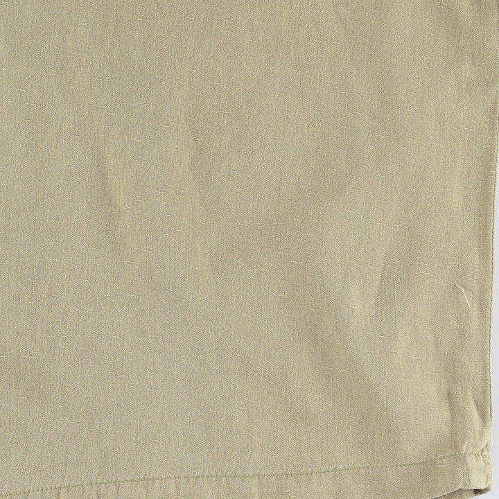 90'S Gene Ewing BIS Long-Sleeve Linen Box Shirt, Made in USA, Women's Size M (Equivalent), Vintage linen Khaki type Vintage Second Hand
