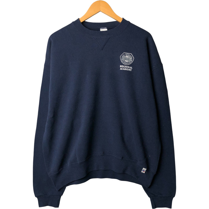 Vintage 90'S Russell printed sweatshirt, size XL, men's cotton navy blue type Vintage Second Hand
