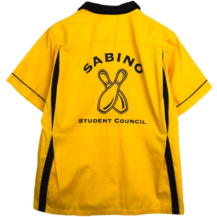 Hilton bowling shirt, boxy style, men's size M (approx.) cotton yellow type Vintage Second Hand