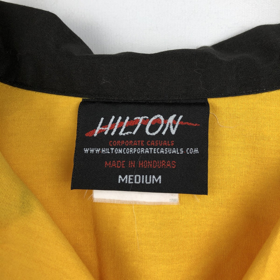 Hilton bowling shirt, boxy style, men's size M (approx.) cotton yellow type Vintage Second Hand