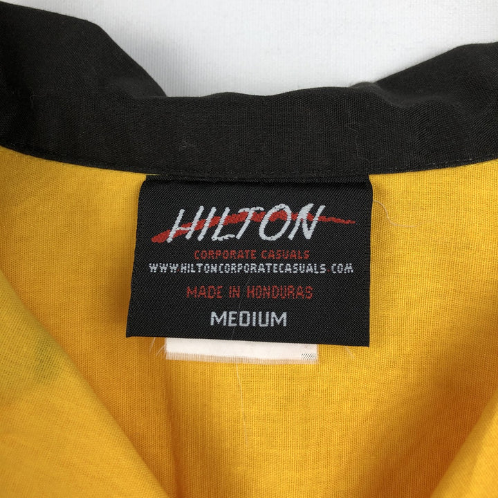Hilton bowling shirt, boxy style, men's size M (approx.) cotton yellow type Vintage Second Hand
