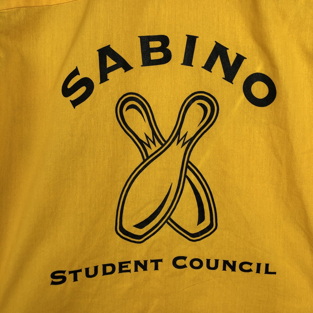 Hilton bowling shirt, boxy style, men's size M (approx.) cotton yellow type Vintage Second Hand