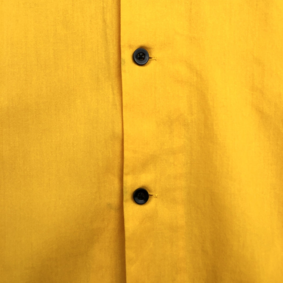 Hilton bowling shirt, boxy style, men's size M (approx.) cotton yellow type Vintage Second Hand