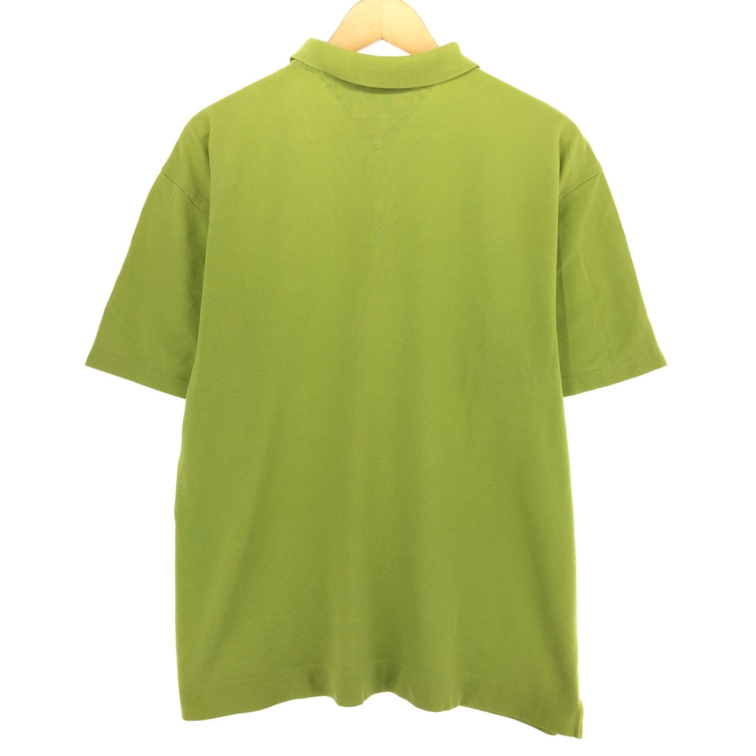 90'S Tommy Hilfiger JEANS short sleeve polo shirt, men's size L cotton green type yellow green Vintage Second Hand