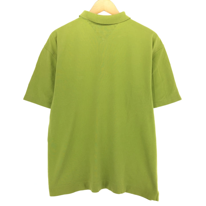 90'S Tommy Hilfiger JEANS short sleeve polo shirt, men's size L cotton green type yellow green Vintage Second Hand
