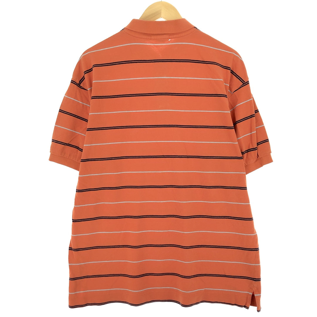 90'S NAUTICA Short Sleeve Striped Polo Shirt Men's XL Vintage cotton orange type Vintage Second Hand