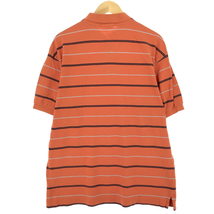 90'S NAUTICA Short Sleeve Striped Polo Shirt Men's XL Vintage cotton orange type Vintage Second Hand