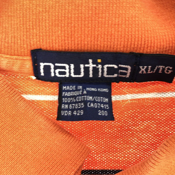 90'S NAUTICA Short Sleeve Striped Polo Shirt Men's XL Vintage cotton orange type Vintage Second Hand