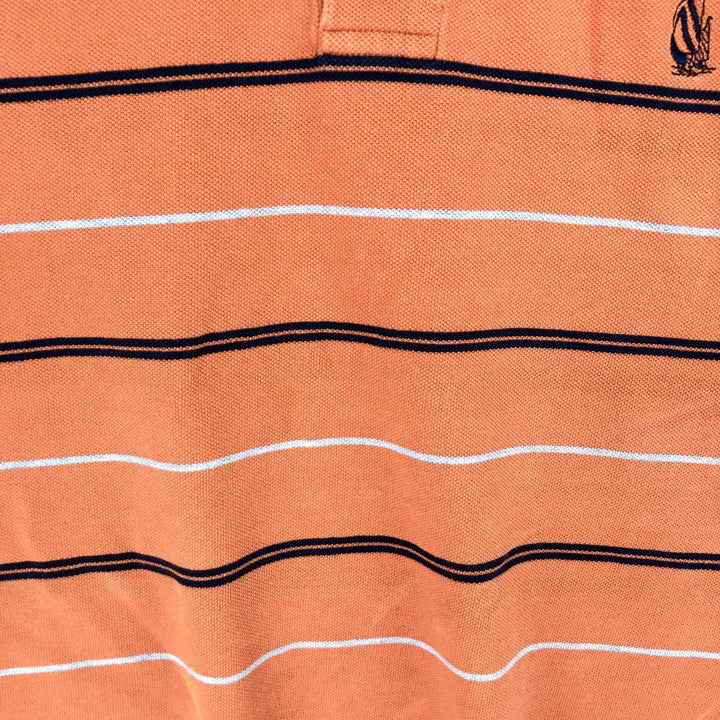 90'S NAUTICA Short Sleeve Striped Polo Shirt Men's XL Vintage cotton orange type Vintage Second Hand