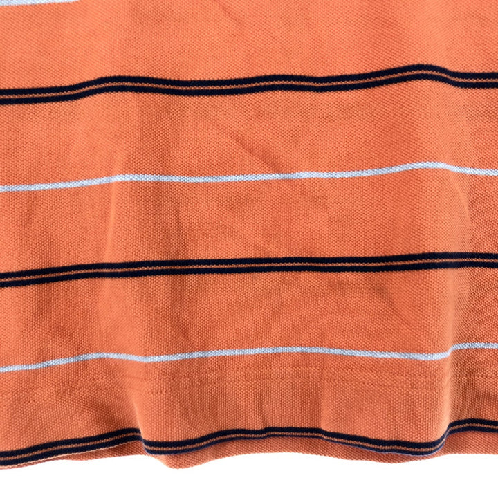 90'S NAUTICA Short Sleeve Striped Polo Shirt Men's XL Vintage cotton orange type Vintage Second Hand
