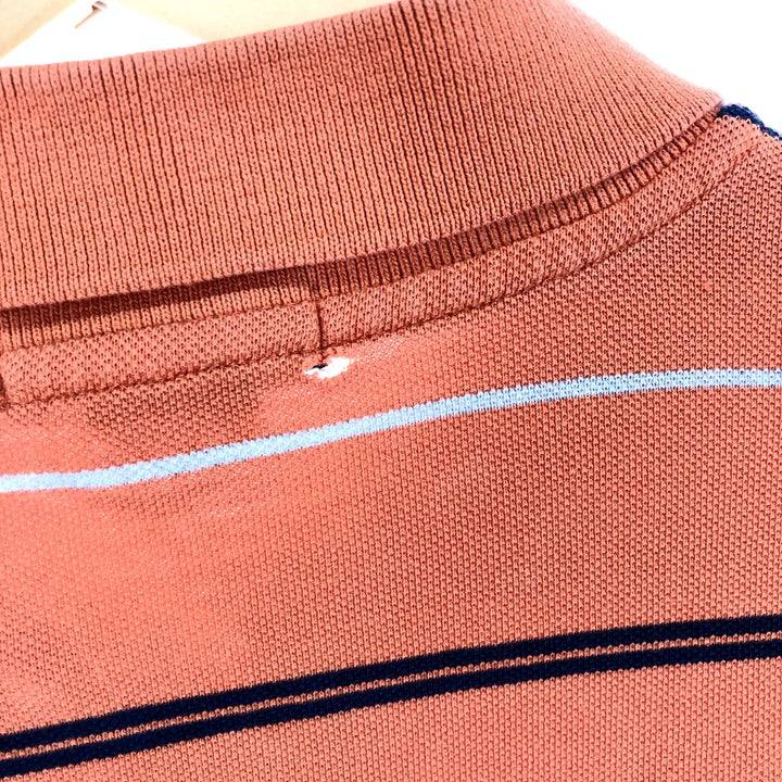 90'S NAUTICA Short Sleeve Striped Polo Shirt Men's XL Vintage cotton orange type Vintage Second Hand