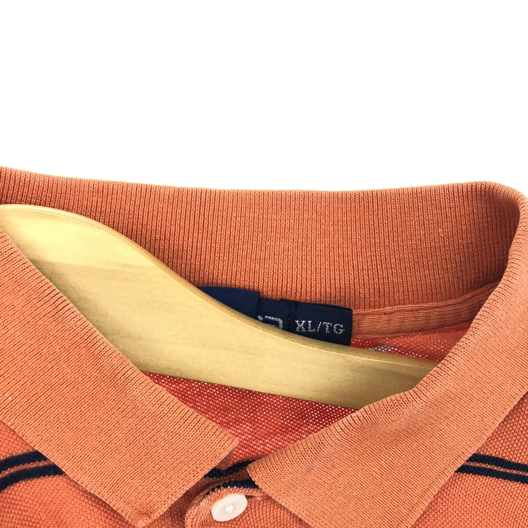 90'S NAUTICA Short Sleeve Striped Polo Shirt Men's XL Vintage cotton orange type Vintage Second Hand