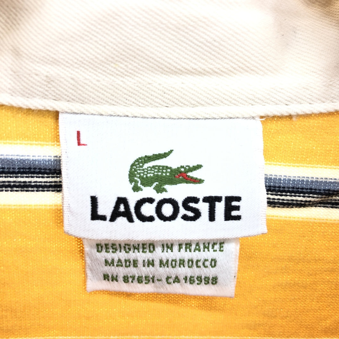 Lacoste LACOSTE French design multi-border long sleeve border polo shirt men's size L / eaa437713