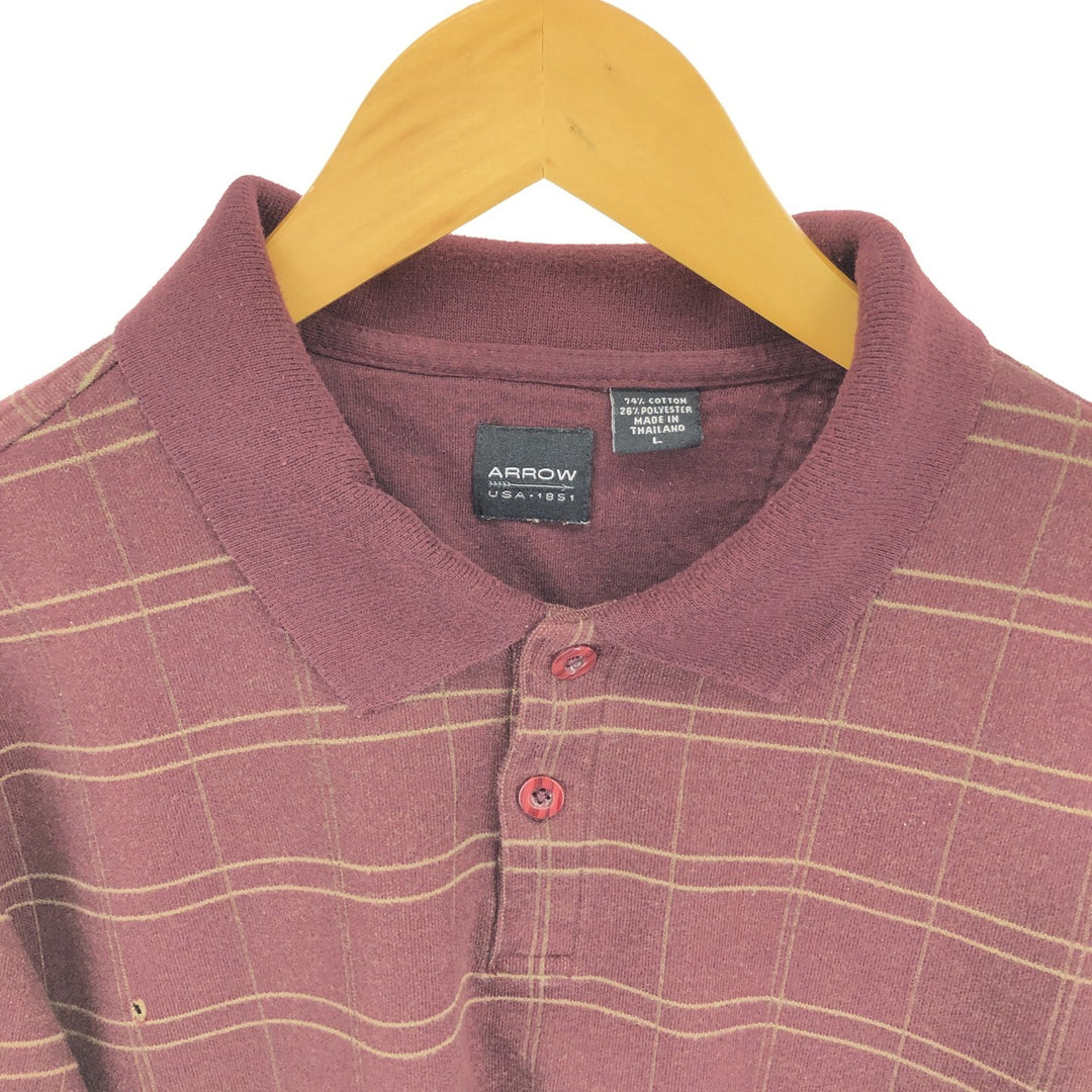 Arrow Long Sleeve Check Polo Shirt Men's Size L /eaa437714