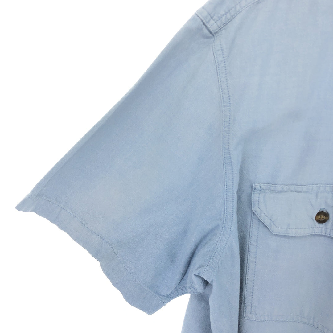 Dickies Relaxed Fit Button-down Short Sleeve Work Shirt, Men's XL cotton Blue type light blue Vintage Second Hand