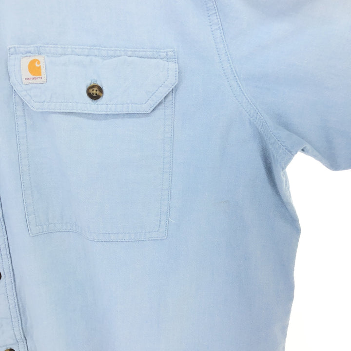 Dickies Relaxed Fit Button-down Short Sleeve Work Shirt, Men's XL cotton Blue type light blue Vintage Second Hand