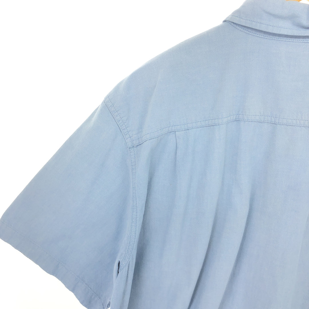 Dickies Relaxed Fit Button-down Short Sleeve Work Shirt, Men's XL cotton Blue type light blue Vintage Second Hand