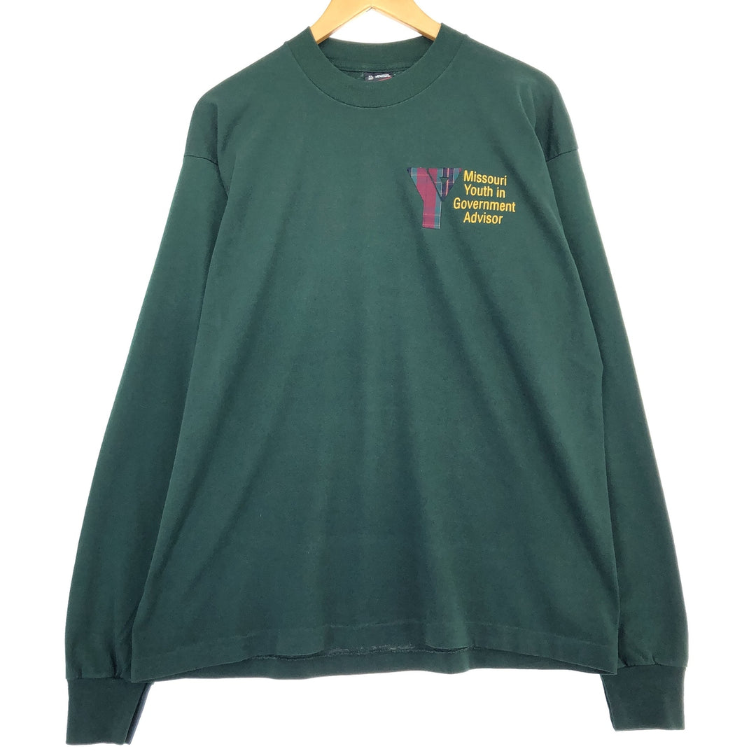 90'S Fruit of the Loom Long Sleeve T-Shirt, Made in USA, Men's XL, Vintage cotton green type Vintage Second Hand