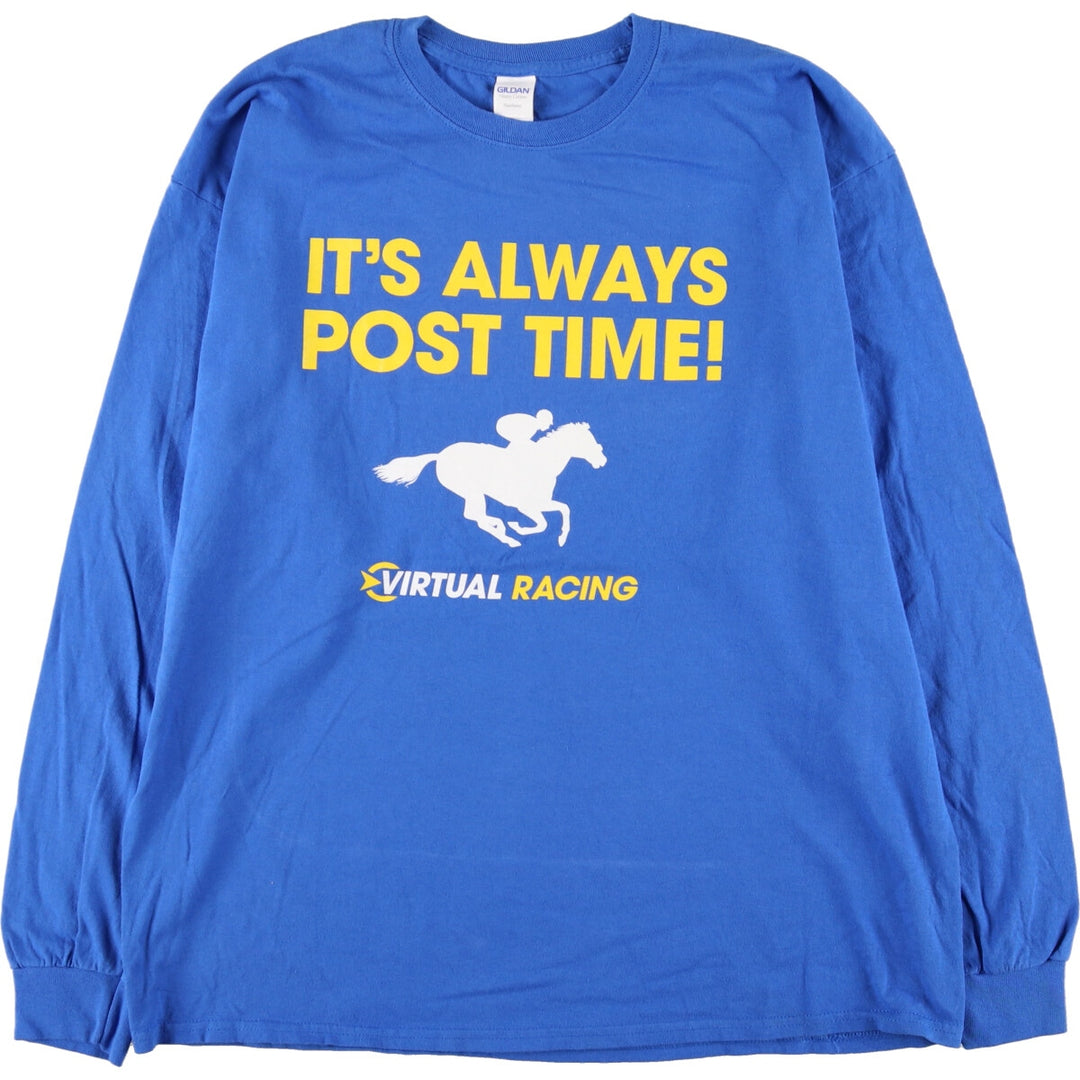 Gildan Long Sleeve T-Shirt, Men's XL cotton blue type Vintage Second Hand