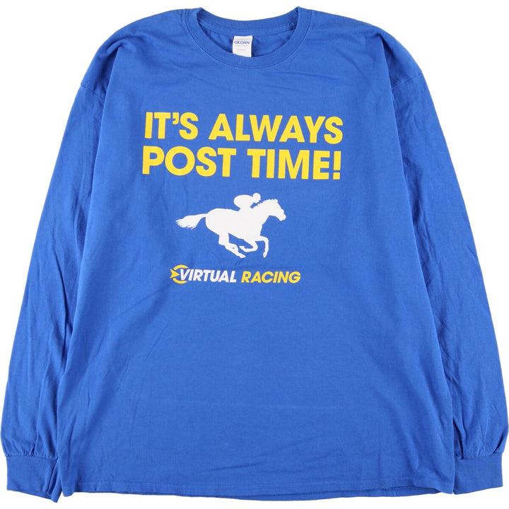 Gildan Long Sleeve T-Shirt, Men's XL cotton blue type Vintage Second Hand