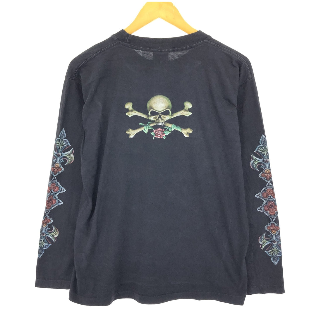 90'S ROCK EAGLE Skull Pattern Long Sleeve T-Shirt Band Tee Men's Size L Vintage /eaa437948