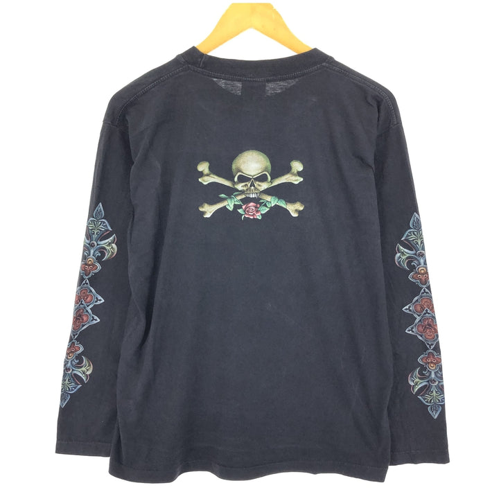 90'S ROCK EAGLE Skull Pattern Long Sleeve T-Shirt Band Tee Men's Size L Vintage /eaa437948