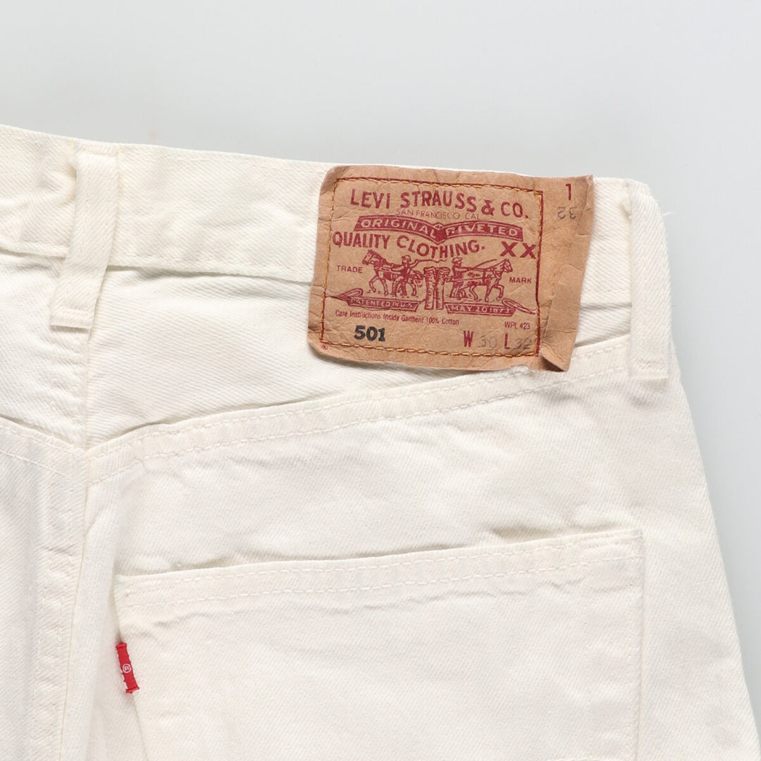 Levi's 501 White Denim Straight Denim Pants Made in England Men's w29 / eaa438030