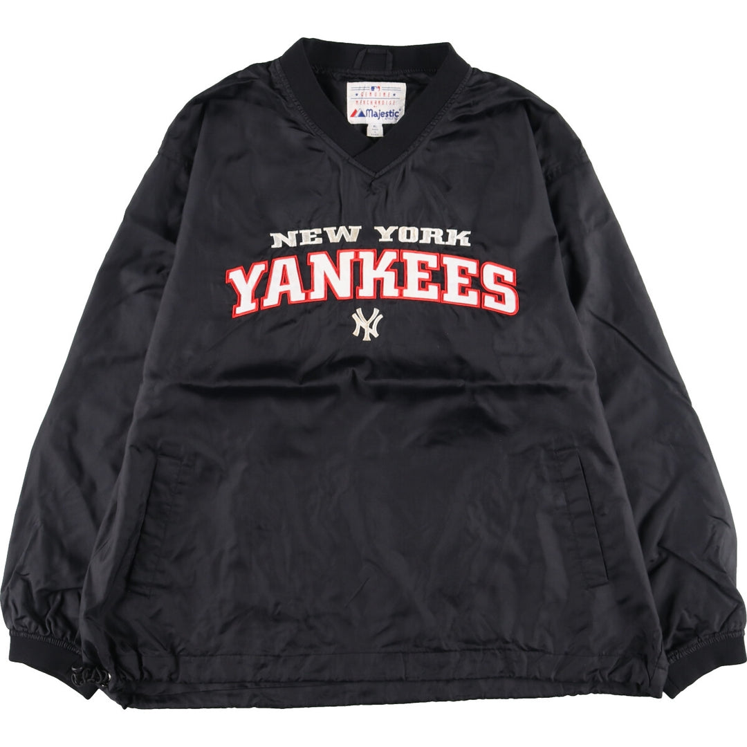 90'S Majestic MLB New York Yankees V-neck nylon pullover men's XL vintage /eaa438261