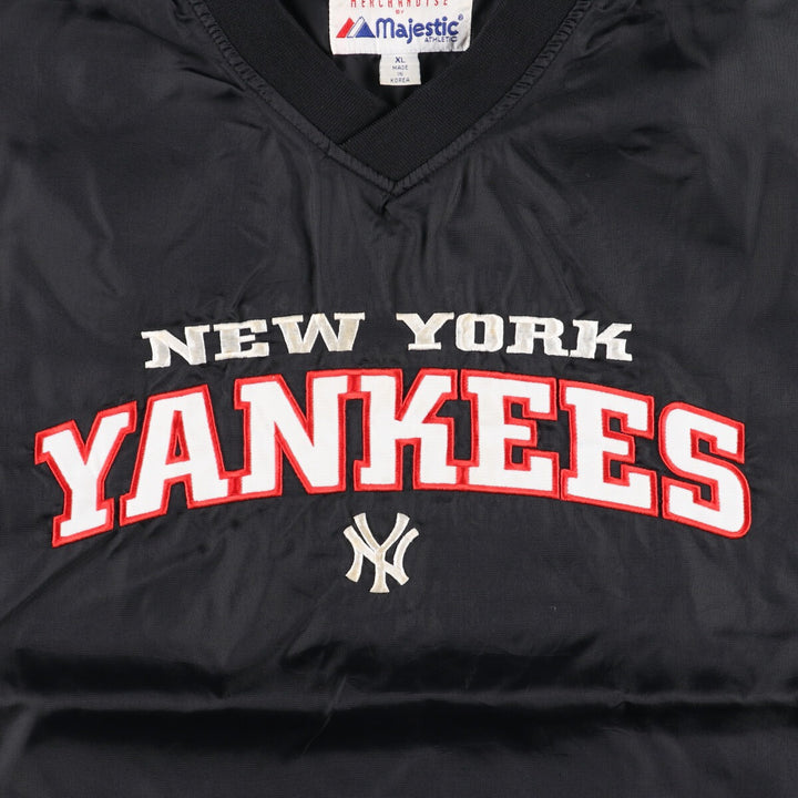 90'S Majestic MLB New York Yankees V-neck nylon pullover men's XL vintage /eaa438261