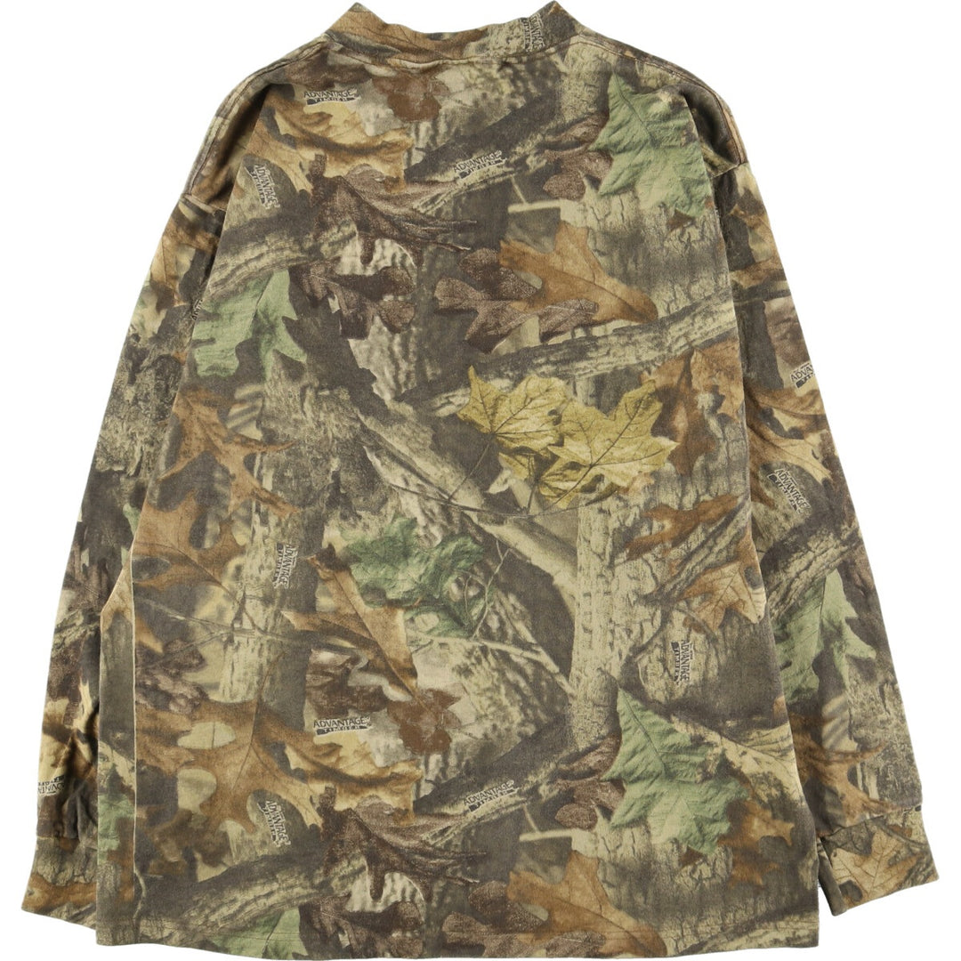 80's RED HEAD camouflage pattern real tree camo henley neck long t-shirt long tee men's XL vintage /eaa438387