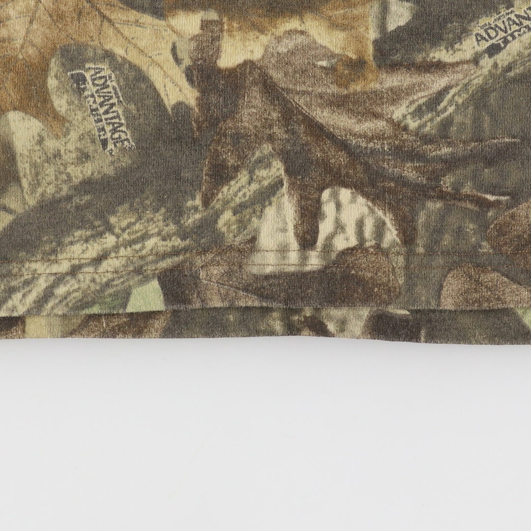 80's RED HEAD camouflage pattern real tree camo henley neck long t-shirt long tee men's XL vintage /eaa438387