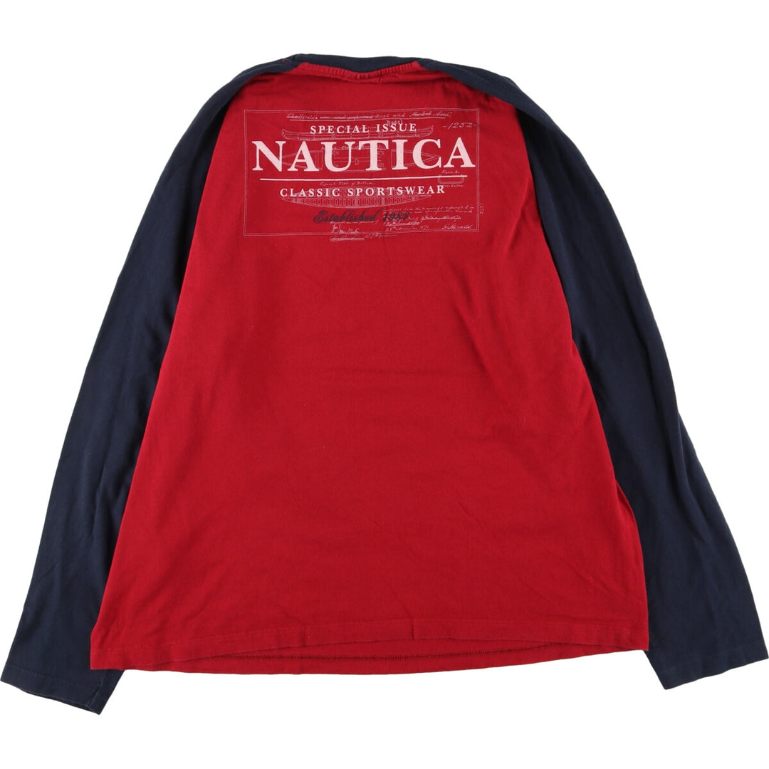 NAUTICA Back Print Raglan Long T-Shirt Long T Men's XL /eaa438440