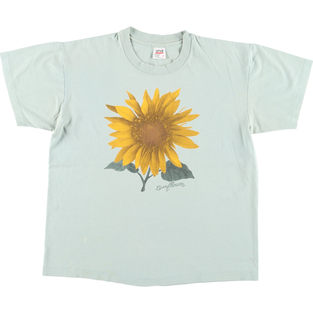 90'S Anvil Sunflower Print T-Shirt Made in USA Men's L Vintage /eaa438512