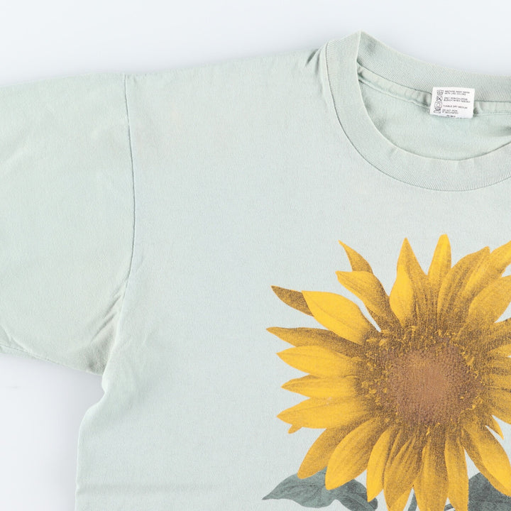 90'S Anvil Sunflower Print T-Shirt Made in USA Men's L Vintage /eaa438512