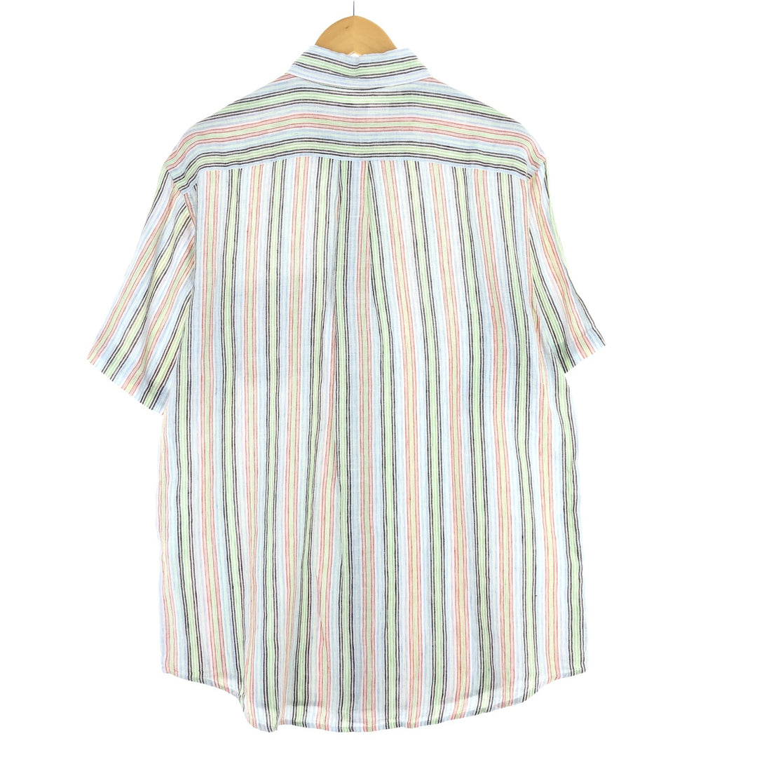 Brooks Brothers 346 Multi-Stripe Short Sleeve Linen Button-Down Shirt, Men's Medium / eaa438577