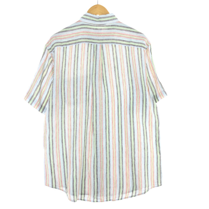 Brooks Brothers 346 Multi-Stripe Short Sleeve Linen Button-Down Shirt, Men's Medium / eaa438577