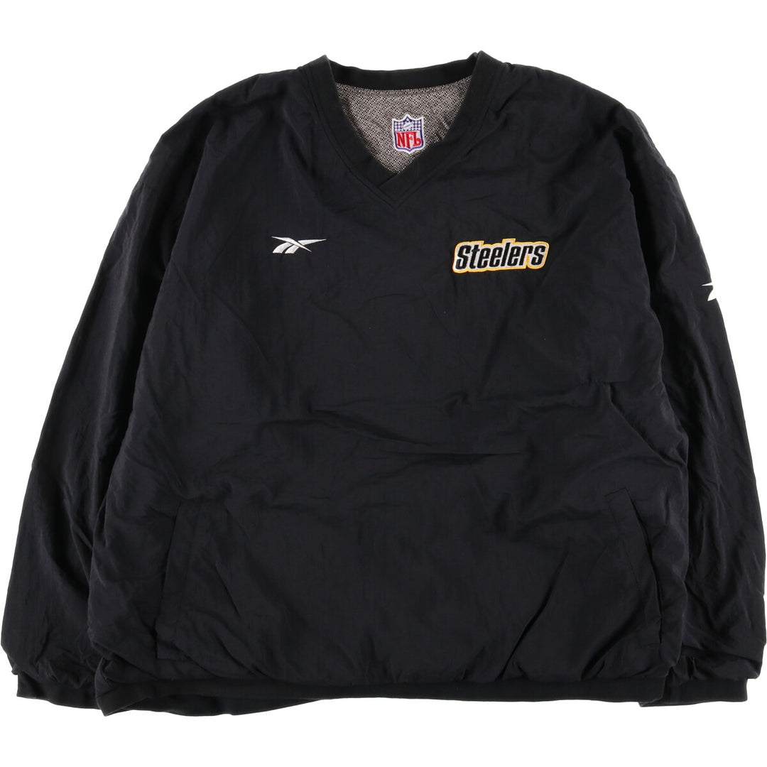 90'S Reebok Pittsburgh Steelers Reversible Cotton Pullover Nylon Pullover Men's XXL /eaa438605