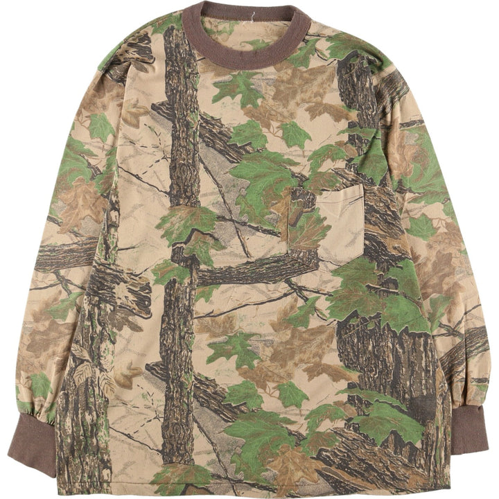 90'S Camouflage Pattern Real Tree Camo Long T-Shirt Long T Men's M Vintage /eaa438700