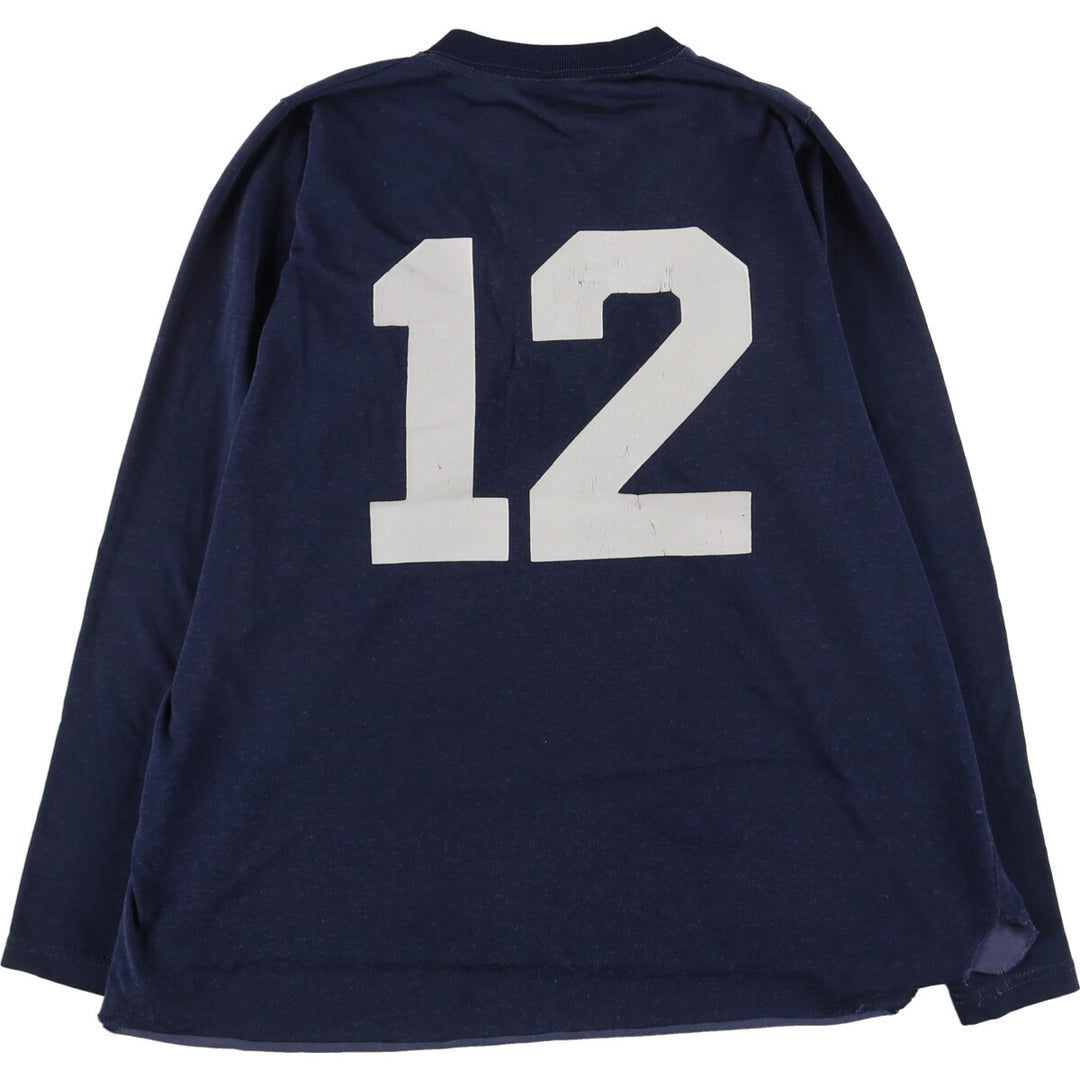 80'S Champion Tricot Tag Baseball Long Sleeve T-Shirt, Made in USA, Men's L, Vintage cotton navy blue type Vintage Second Hand