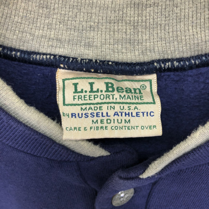 80'S L.L.Bean BY RUSSELL ATHLETIC Henley neck plain blank sweatshirt trainer men's M /eaa438837