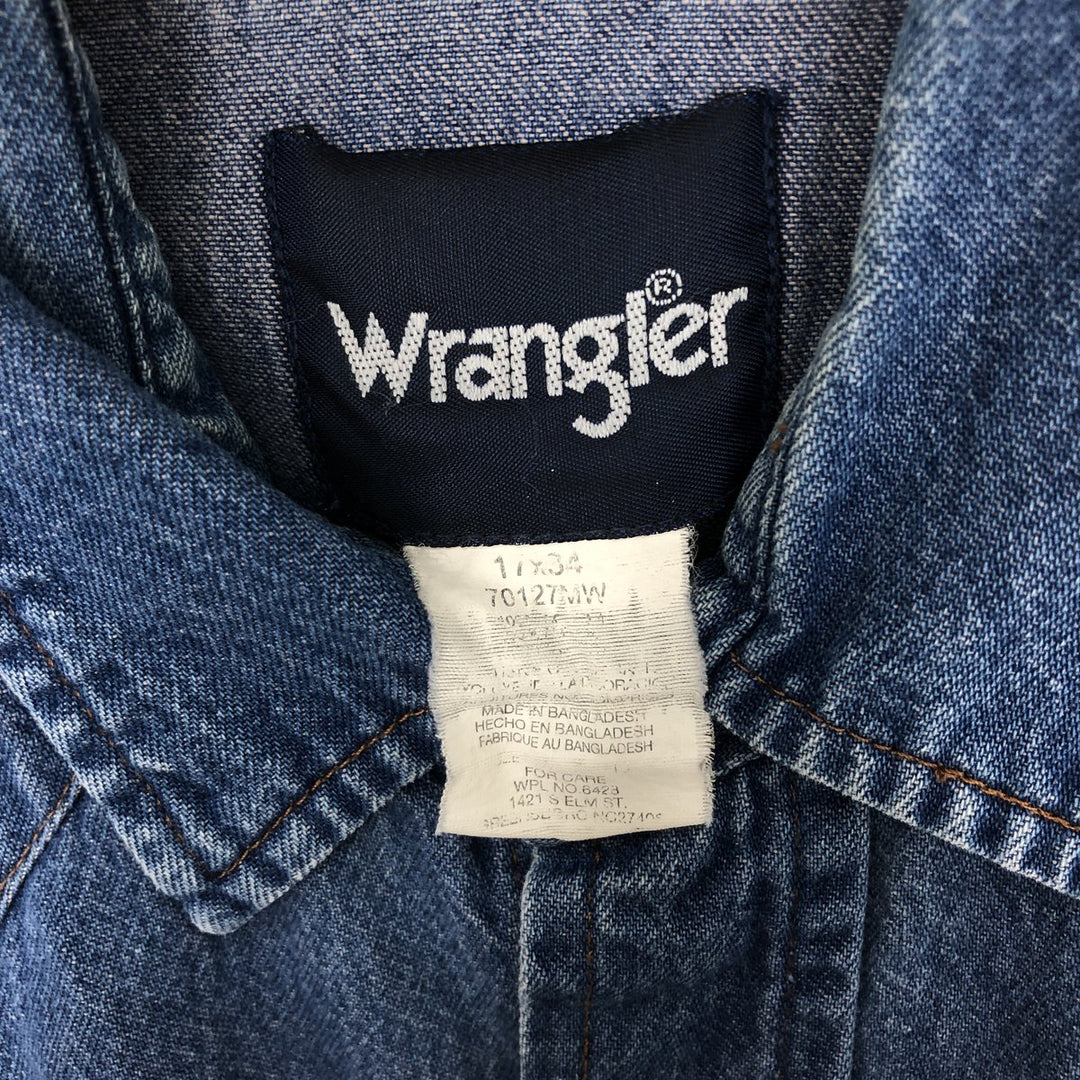 Wrangler 70127MW Long Sleeve Denim Western Shirt Men's L /eaa438902