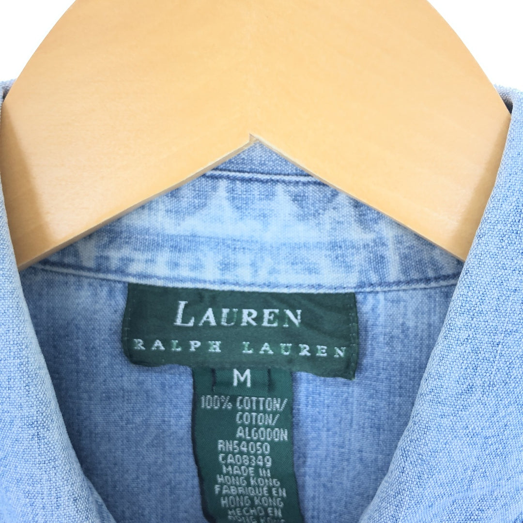 Ralph Lauren LAUREN Lauren Long Sleeve Button Down Denim Shirt Women's M /eaa438919