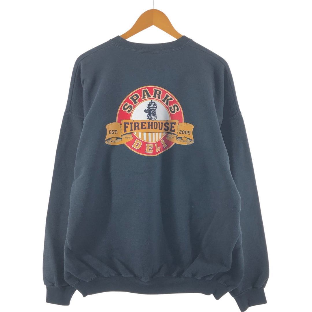 00'S SPARKS FIREHOUSE DELI Back Print Advertising Sweatshirt Trainer Men's XXL /eaa439023