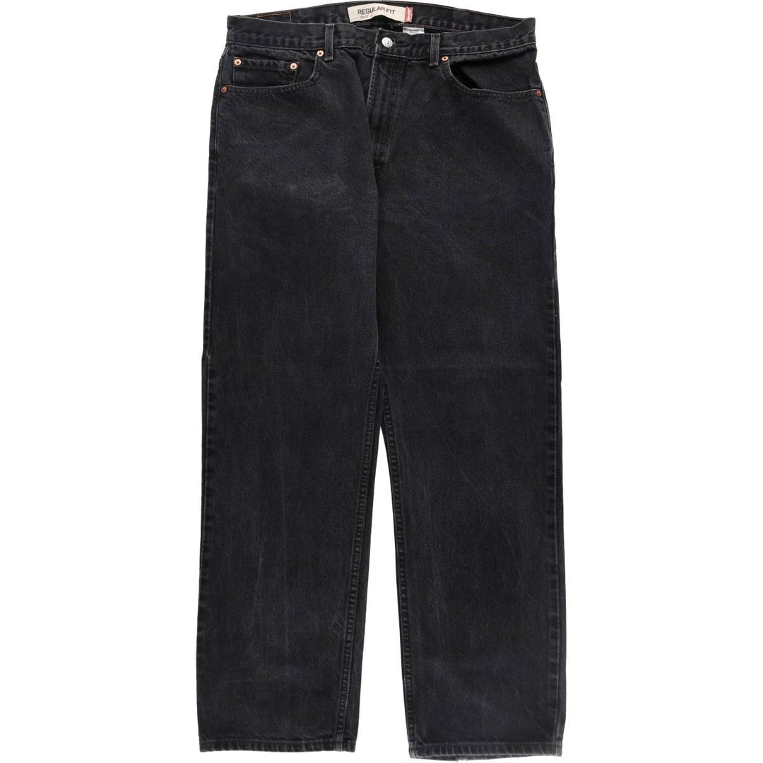 00'S Levi's 505 REGULAR FIT black denim tapered denim pants for men, size w37 / eaa439530