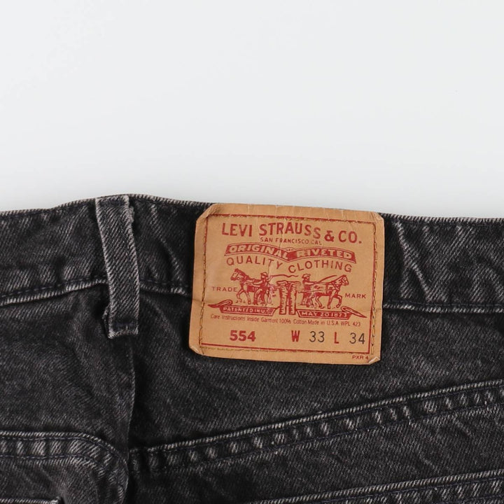 90'S Levi's 554-0260 Black Denim Tapered Denim Pants Made in USA Men's W32 Vintage /eaa439586