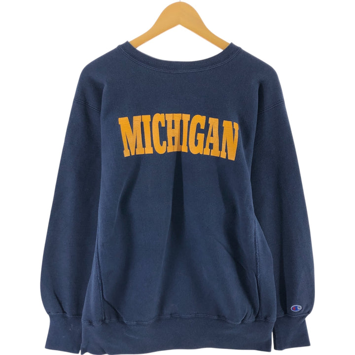 ~90'S MICHIGAN University of Michigan Reverse Weave College Sweatshirt Trainer Men's L size /eaa439614