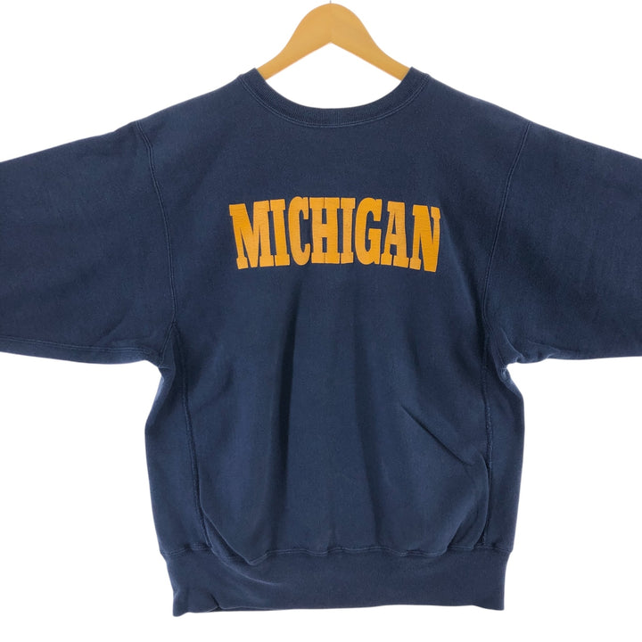 ~90'S MICHIGAN University of Michigan Reverse Weave College Sweatshirt Trainer Men's L size /eaa439614